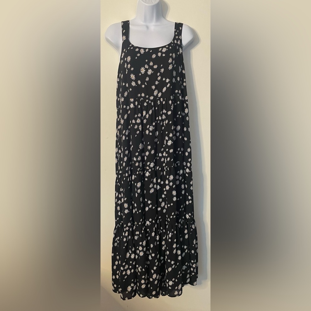 Black Maxi Dress with White Daisies